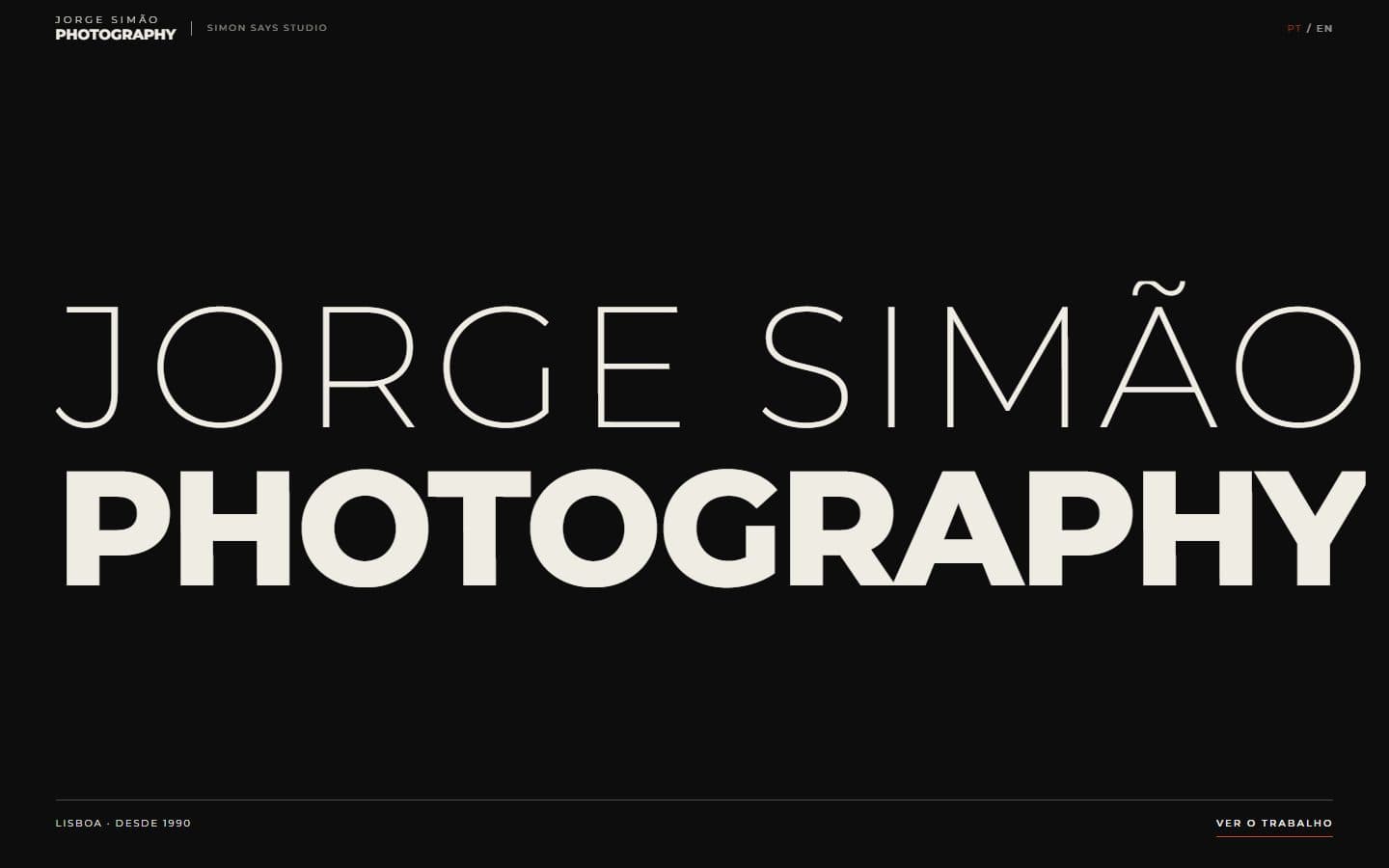 Topo do site de Jorge Simão Photography
