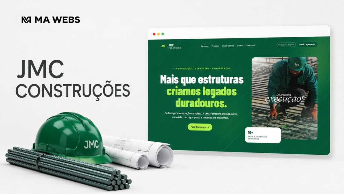 Página inicial do site da JMC Ferragens