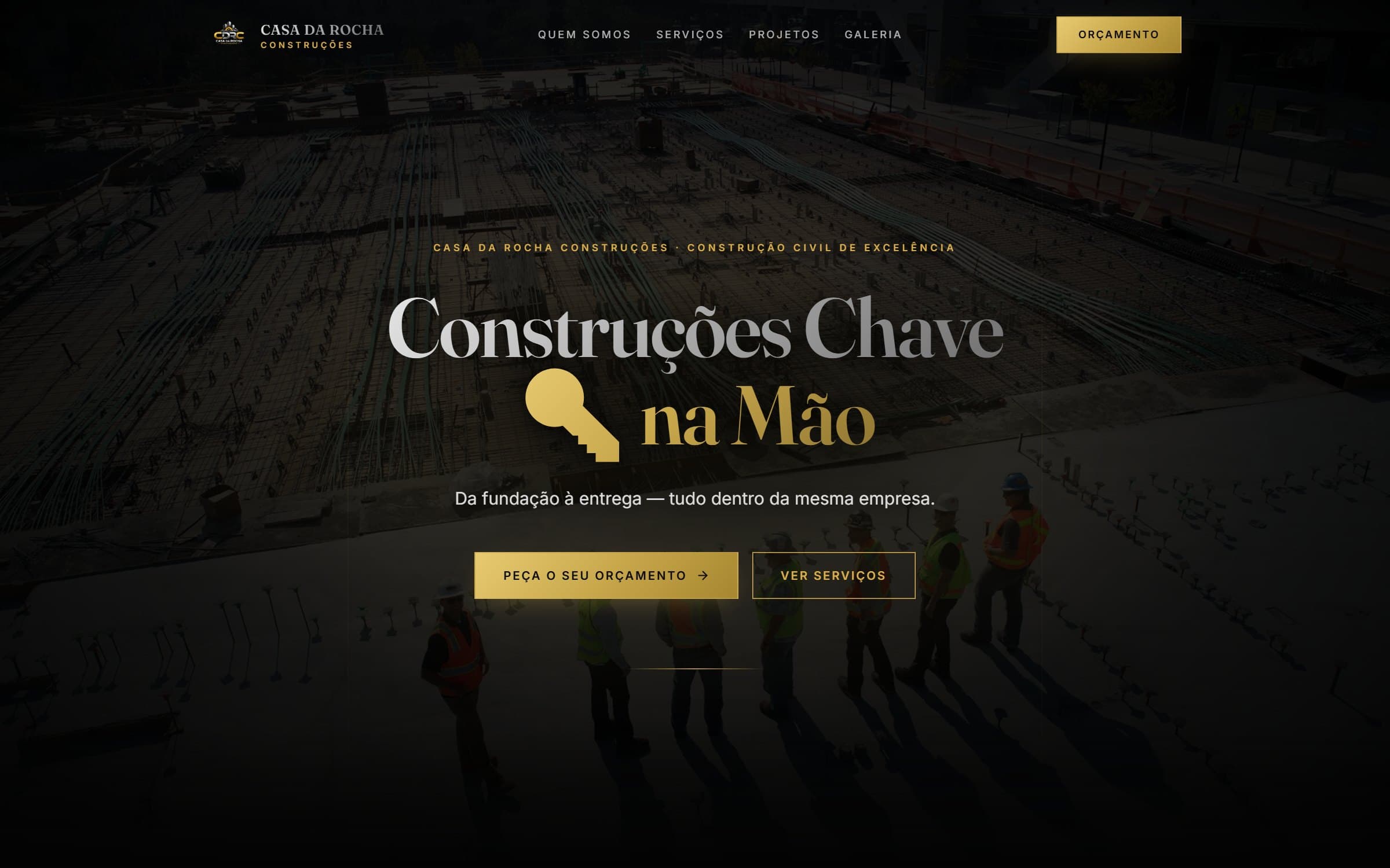 Topo do site da Casa da Rocha Construções